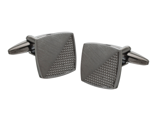 Gunmetal Rough and Smooth Square Cufflinks