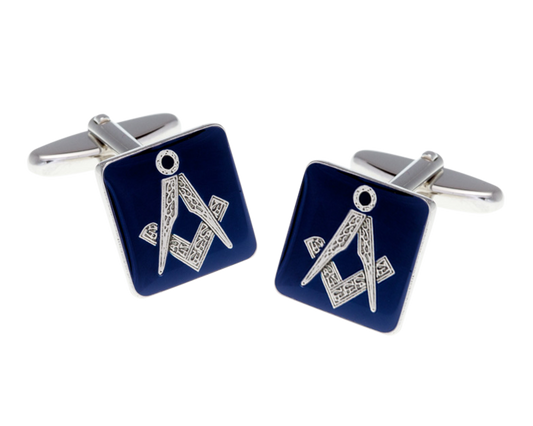 Masonic Square Blue Cufflinks