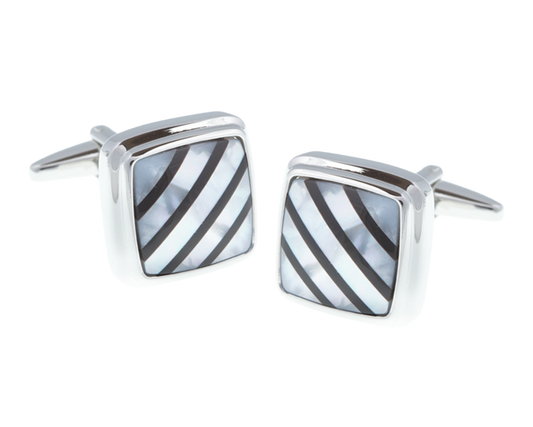 Square Onyx Mother Of Pearl Stone Cufflinks