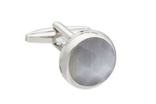 Load image into Gallery viewer, Faceted grey round cufflinks by Elizabeth Parker
