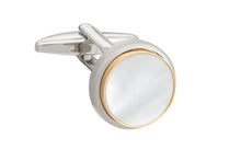 Load image into Gallery viewer, Mother Of Pearl Brushed Metal Cufflinks By Elizabeth Parker
