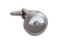 Load image into Gallery viewer, Gun Metal and Mother Of Pearl Round Cufflinks by Elizabeth Parker
