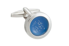 Load image into Gallery viewer, The World At Dawn Starry Morning Black Round Cufflinks By Elizabeth Parker
