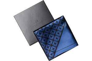 Diagonal Square Black and Grey Silk Pocket Square in gift box By Elizabeth Parker