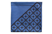 Load image into Gallery viewer, Diagonal Square Black and Navy Silk Pocket Square By Elizabeth Parker

