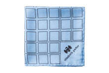 Load image into Gallery viewer, Check Grid Sky Blue Silk Pocket Square by Elizabeth Parker
