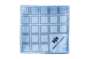Check Grid Sky Blue Silk Pocket Square by Elizabeth Parker