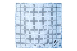 Check Grid Sky Blue Silk Pocket Square by Elizabeth Parker