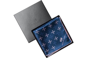 Pink Revolving Knot Silk Pocket Square By Elizabeth Parker in gift box
