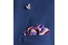 Load image into Gallery viewer, Red White and Blue Rope Twist Silk Pocket Square by Elizabeth Parker in jacket pocket
