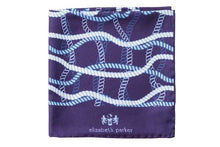 Load image into Gallery viewer, Blue and White Rope Twist Silk Pocket Square By Elizabeth Parker
