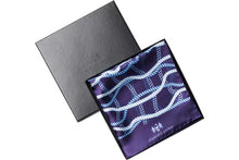 Load image into Gallery viewer, Blue and White Rope Twist Silk Pocket Square By Elizabeth Parker in gift box
