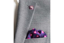Load image into Gallery viewer, Pink Daisy Do Silk Pocket Square by Elizabeth Parker in jacket pocket

