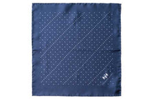 Load image into Gallery viewer, Navy Multi Dotty Silk Pocket Square by Elizabeth Parker
