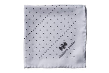 Load image into Gallery viewer, Grey Multi Dotty Silk Pocket Squares by Elizabeth Parker

