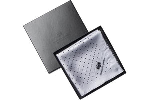 Grey Multi Dotty Silk Pocket Square in Gift Box By Elizabeth Parker